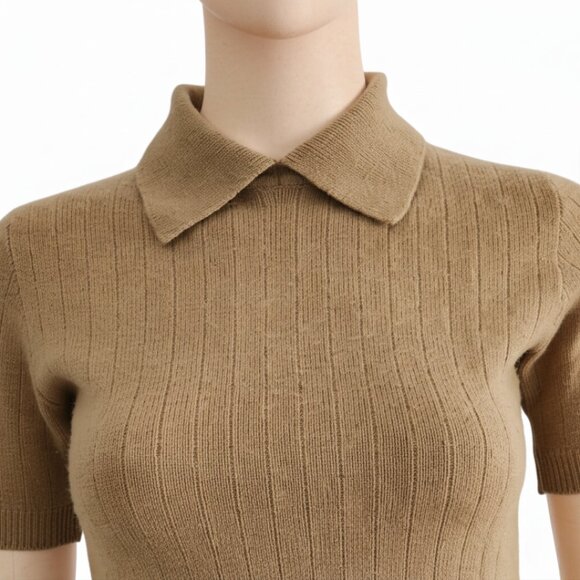 Vintage Jaeger Cashmere Pullover Sweater Collared Beige Scotland Womens Size 34 - Picture 5 of 5